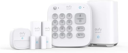 eufy Security 5-delige smart-home-set, beveiligingssysteem met bewegingssensor, 2 diefstalsensoren, alarmsysteem, met app, compatibel met eufyCam, bestuurt andere HomeBase bewakingsapparaten
