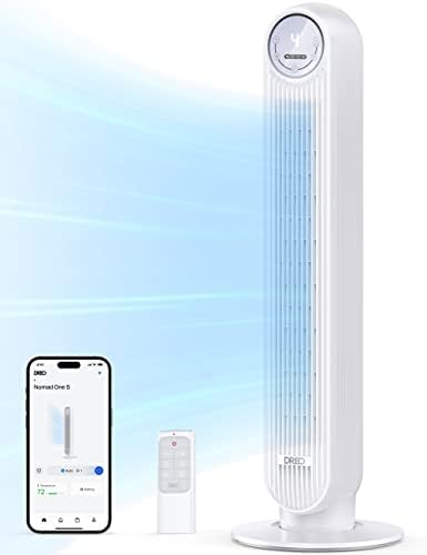 Dreo DR-HTF007S Smart Tower Fan met wifi-functie stille ventilator met voice control & afstandsbediening 90 oscillating 4 modi 4 snelheden 8H timer staande koelventilator voor slaapkamer kantoor