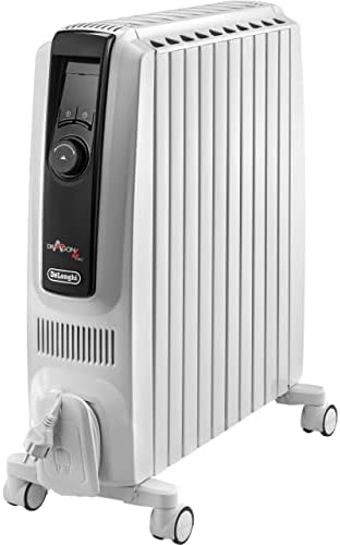 De'Longhi Dragon 4 Pro TRDX41025E Radiator, klassieke olieradiator met 3 standen, 24-uurs timer, vorstbescherming en eco-functie, veiligheidsthermostaat, 2500 watt, wit