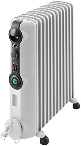 De'Longhi Radia S Radiator met comfortabele temp-functie, 12 elementen, zwart en wit