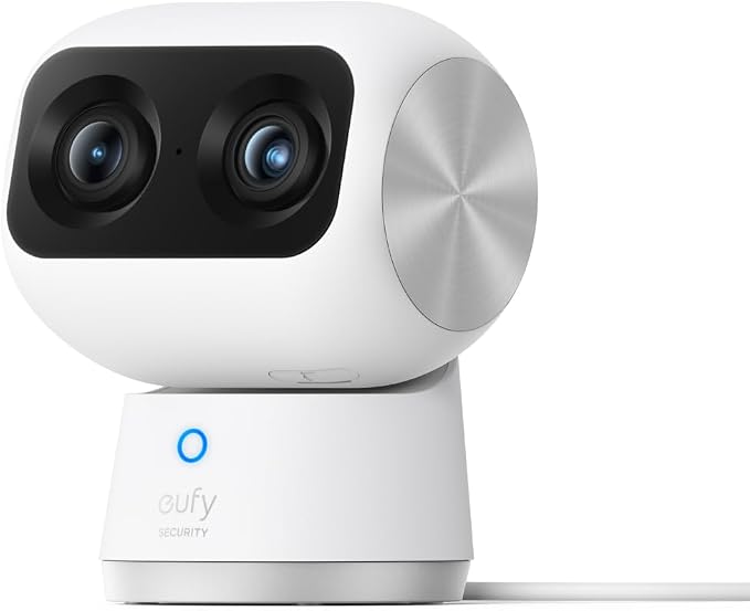 eufy Security Indoor Cam S350 Dual Camera's 4K UHD Indoor Beveiligingscamera met 8× Zoom en 360° PTZ, ideaal voor babyfoon, huisdiercamera, hondencamera/thuisbeveiliging, AI voor mensen/huisdieren