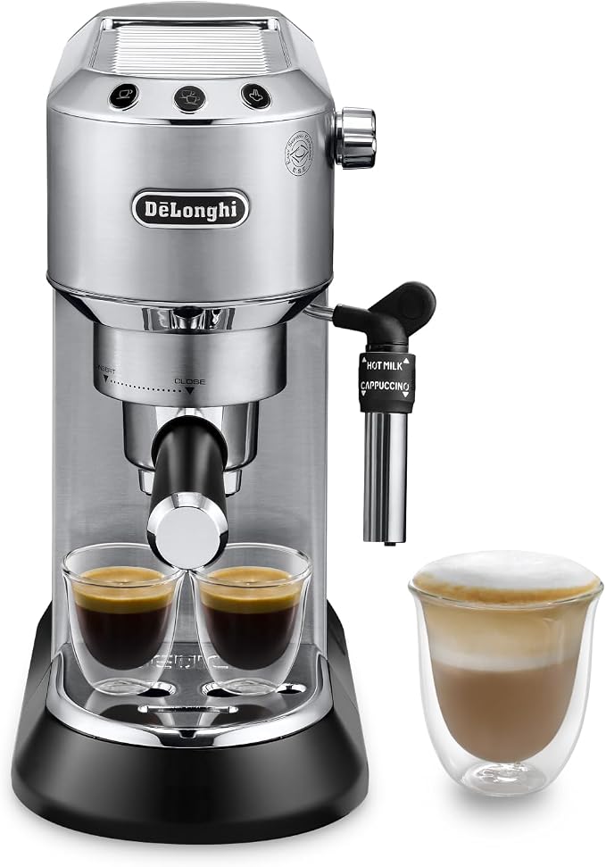De'Longhi Dedica Style, Traditionele Pompdruk Espresso Machine, Koffie en Cappuccino Maker, EC685M, Zilver
