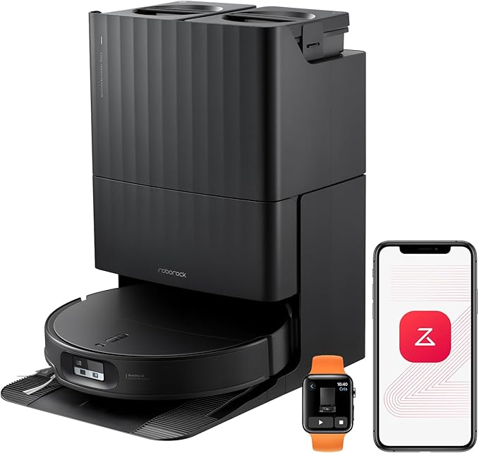 roborock Qrevo Edge 2 Robotstofzuiger, 25.000 Pa zuigkracht, Verbeterd dweilsysteem, 7,98 cm ultraslank, 80℃ Warmwatermopwas en Zelfreinigend Station, FlexiArm-technologie, AI-obstakelherkenning