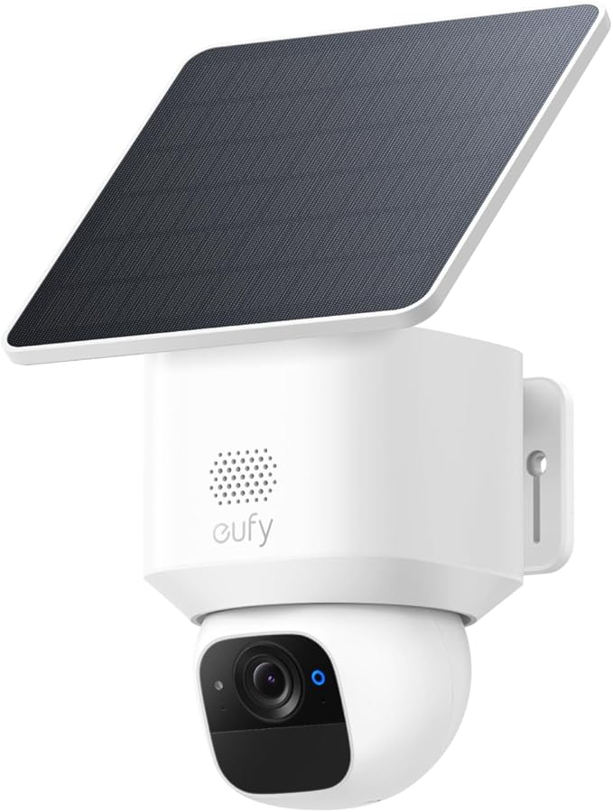 eufy SoloCam E30, 360° PTZ beveiligingscamera op zonne-energie, 70° tilt, 2K helderheid, draadloos buiten, AI-tracking, geen maandelijkse kosten, compatibel met HomeBase S380