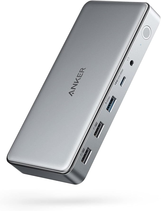 Anker Dockingstation met drie schermen voor M1-MacBooks, 563 USB C-dockingstation (10-in-1), met dubbele HDMI-poorten en DisplayPort, 100 W opladen voor laptop, 30 W opladen voor telefoon, 5 Gbps
