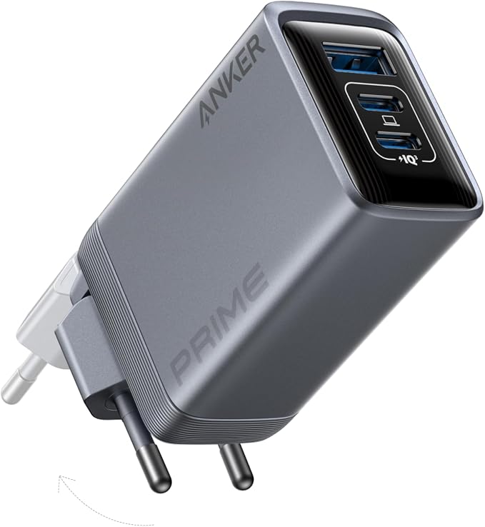 Anker Prime Oplader, 100W USB C-oplader, 3-poorts GaN opvouwbare en compacte muurlader van Anker, voor MacBook, iPad, iPhone Series, Galaxy S24/S23 en meer