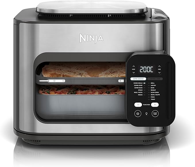 Ninja Combi 12-in-1 Multi-Cooker, Oven & Airfryer, 12 Kookfuncties, Maak in 15 Minuten Gezinsmaaltijden, Inclusief Bakplaat, Pan, & Receptengids, Grijs, SFP700EU