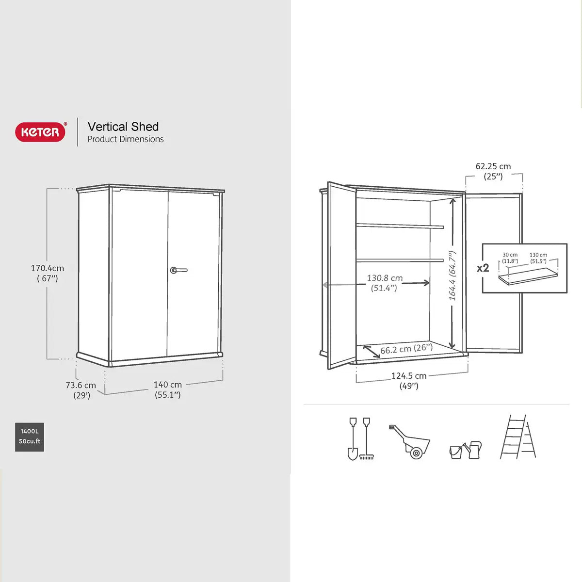 Keter Signature Vertical Shed - Stormgrey Look