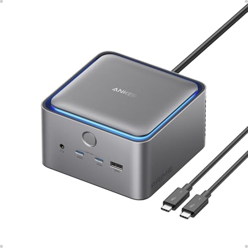 Anker Prime TB5 docking station, 14 poorten Thunderbolt 5 docking station met 140W max. opladen, 120 Gbit/s max. transfer, LED-verlichting, koelsysteem, tot 8K-display voor Thunderbolt 5/4 laptops