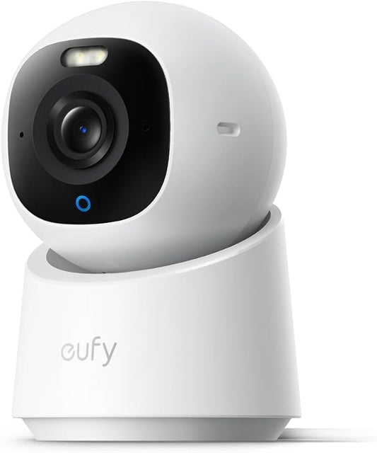 eufy Indoor Cam E30, nieuwste generatie, 4K UHD beveiligingscamera, 360° draaien en kantelen, nachtzicht in kleur, AI-detectie, automatisch traceren van mens/huisdier, werkt met Homekit