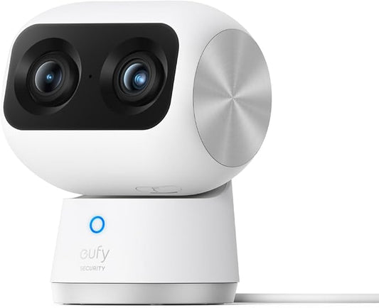 eufy Security Indoor Cam S350 Dual Camera's 4K UHD Indoor Beveiligingscamera met 8× Zoom en 360° PTZ, ideaal voor babyfoon, huisdiercamera, hondencamera/thuisbeveiliging, AI voor mensen/huisdieren