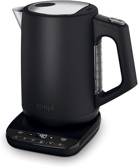 Ninja KT200UK Waterkoker met perfecte temperatuur, 1,7 liter, met temperatuurregeling, led-display, eenvoudige bediening met snel koken en temperatuurbehoud, mat zwart