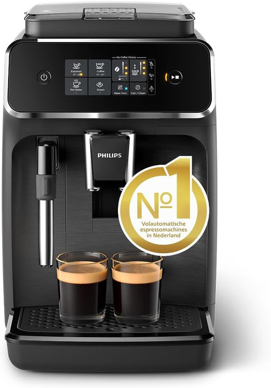 Philips 2200 Series Volautomatische Espressomachine - 2 Koffies, Touch Display, Klassieke Melkopschuimer, Keramische Maler, Mat Zwart (EP2220/10)