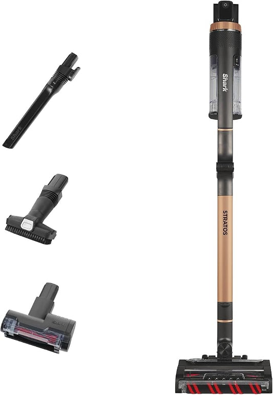 Shark Stratos Snoerloze Steelstofzuiger, PowerFins Plus, 60 Min. Gebruiksduur, Anti Hair Wrap & CleanSense IQ Stofzuiger met Auto-Set, Huisdier-, Spleet- en Multi-Oppervlakmondstuk, IZ400EUTBK