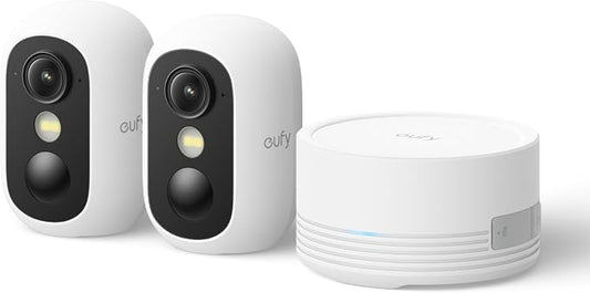eufy Security eufyCam C35 2-Cam Kit, Draadloze Beveiligingscamera Voor Buiten en Binnen, Magnetische Bevestiging, Kleurennachtzicht, Lokale Opslag, Geen Maandelijkse Kosten, IP67, Gezichtsherkenning