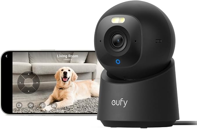 eufy Binnencamera E30, nieuwe generatie, 4K UHD-bewakingscamera, 360° draaibaar en kantelbaar, kleur-nachtzicht, AI-detectie mens/dier/audio/huilen, auto-tracking mens/dier, ondersteunt homekit