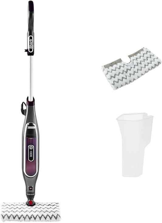 Shark S6003Eu Clip N' Flip Smartronic Deluxe Stoommop/Stoomreiniger (Met 2 Dubbelzijdige Dirt-Grip Microvezelpads, Vloerreiniger Handstoomreiniger), Bordeaux/Staalgrijs