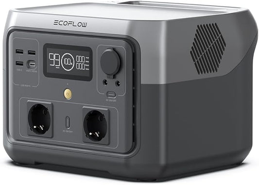 EcoFlow Portable Power Station RIVER 2 MAX, LiFeP04-batterij van 512Wh, snel opladen in 1 uur, uitgangsvermogen van maximaal 1000 W, zonnegenerator voor kamperen/campers/gebruik in huis