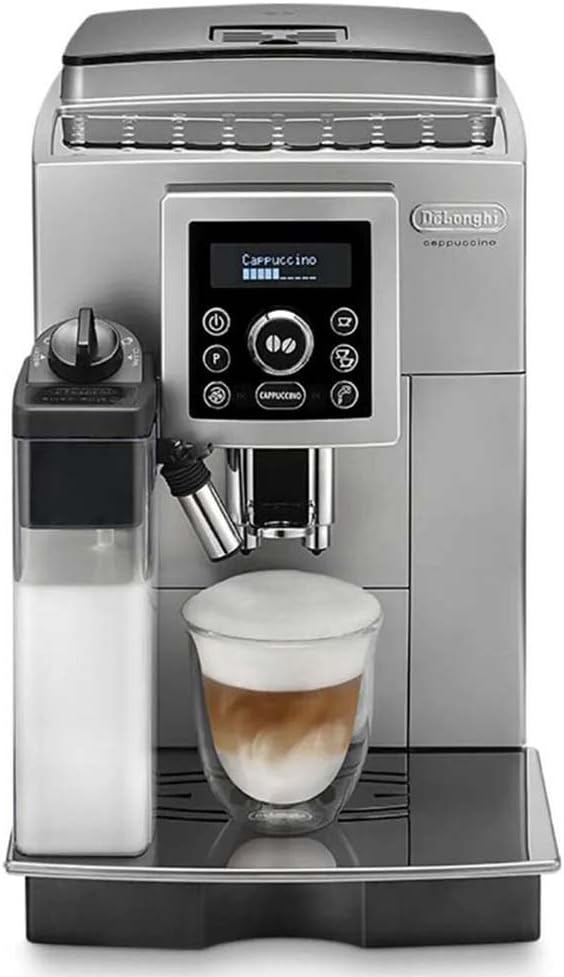 De'Longhi Perfetto ECAM 23.460.SB Volautomatische espressomachine, 15 bar druk, automatisch cappuccinosysteem, afneembaar waterreservoir 1,8 l, lcd-display, automatische reiniging, zilver/zwart