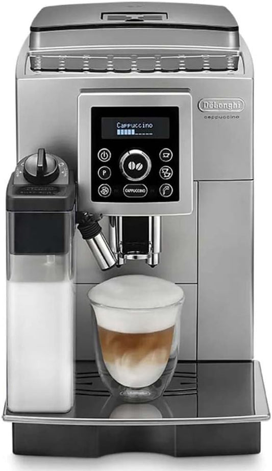 De'Longhi Perfetto ECAM 23.460.SB Volautomatische espressomachine, 15 bar druk, automatisch cappuccinosysteem, afneembaar waterreservoir 1,8 l, lcd-display, automatische reiniging, zilver/zwart