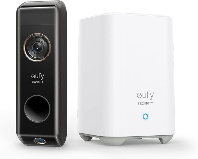 eufy Security Video Doorbell S330 Camera (op batterijen) met Homebase, dubbele bewegingsdetectie, pakketdetectie, 2K HD, familieherkenning, geen maandelijkse kosten, 16 GB lokale opslagruimte