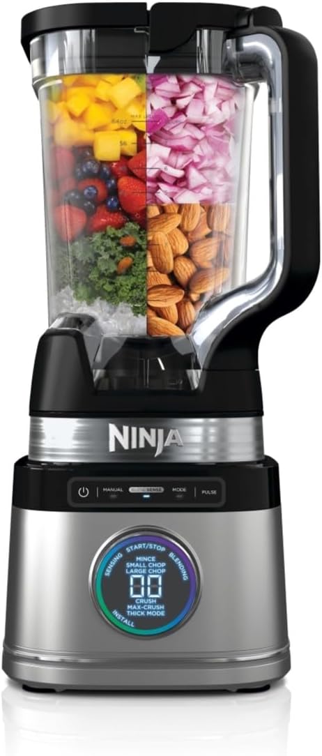 Ninja Detect Power Blender Pro 1200W met 2L-Kan (1900 ml Max. Vloeistofcapaciteit), Krachtige Blender voor het Blenden van Smoothies, Hakken van Groenten & Mixen van IJsdrankjes, Zwart, TB201EU