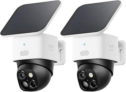 eufy Security SoloCam S340 2-Pack, 360° PTZ beveiligingscamera op zonne-energie, geen blinde hoeken, 2,4GHz-WLAN, geen maandkosten, HomeBase 3 compatibel