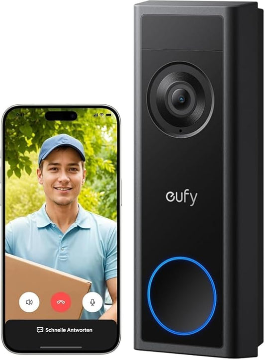 eufy Video Doorbell C31, 2K FHD, werkt op batterijen of vaste bedrading, batterij met quick release, live videogesprek, 24/7 opname, mens- en bewegingsdetectie, compatibel met HomeBase S380