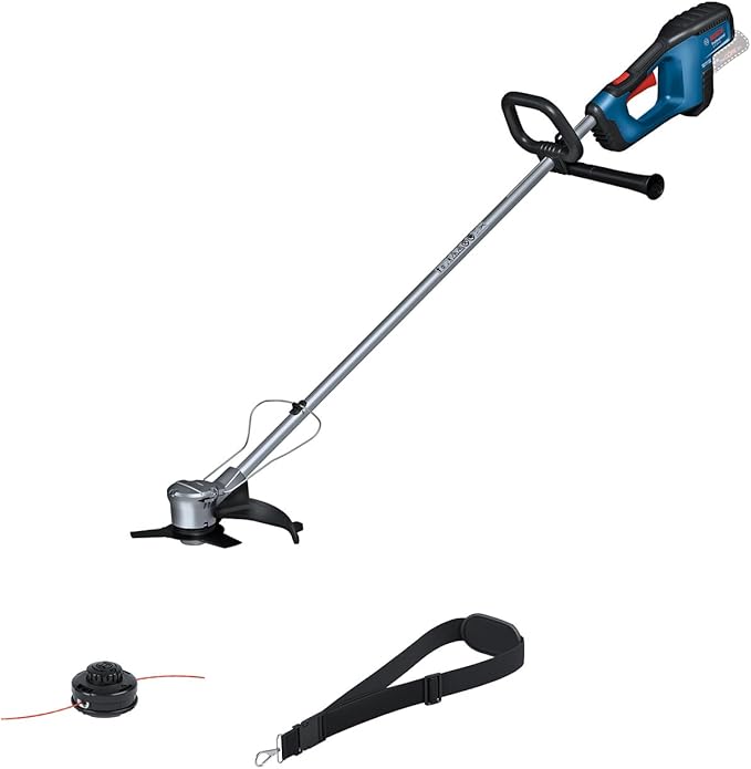 Bosch Professional 18V System accubosmaaier GFR 18V-23 (borstelloze motor, snijdiameter van 23 cm, incl. 1 x spoel, 1 x schouderriem, bosmaaiermessenset, plantenbeschermbeugel)