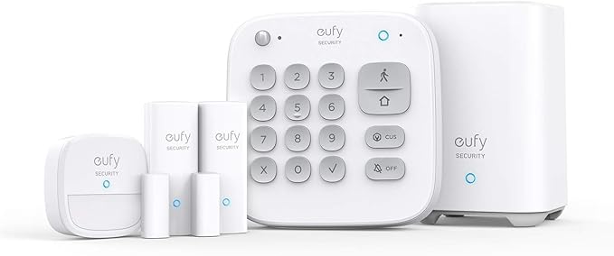 eufy Security 5-delige smart-home-set, beveiligingssysteem met bewegingssensor, 2 diefstalsensoren, alarmsysteem, met app, compatibel met eufyCam, bestuurt andere HomeBase bewakingsapparaten
