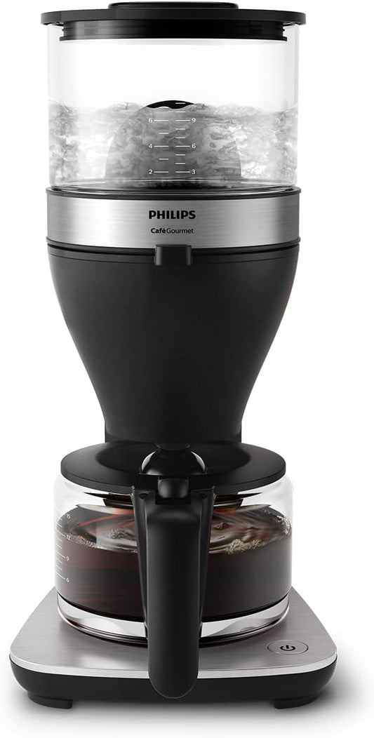 Philips Filter Coffee Maker - Jug Capacity 1.25 L, Up to 15 Cups, Boil & Brew, Black/Silver (HD5416/60)