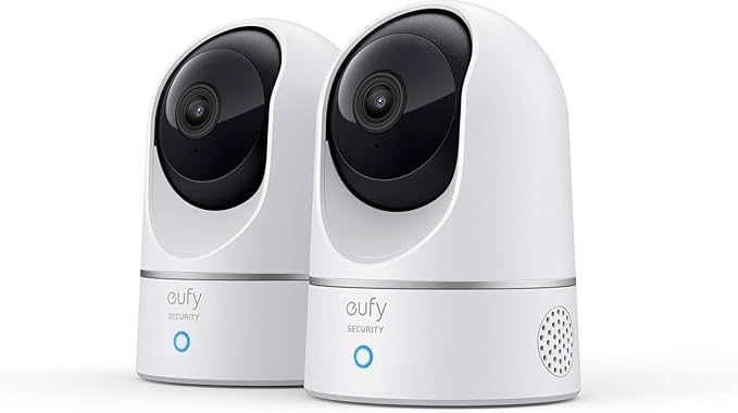 eufy Security Indoor Cam E220, 2er-Pack, 2K Überwachungskamera Innen, WLAN, Schwenkbar, Kameraüberwachung Innen, mit Nachtsicht, Personen- & Haustiererkennung, Bewegungsverfolgung, HomeBase 3 Kompatibel
