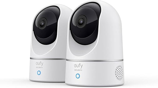 eufy Security Indoor Cam E220, 2er-Pack, 2K Überwachungskamera Innen, WLAN, Schwenkbar, Kameraüberwachung Innen, mit Nachtsicht, Personen- & Haustiererkennung, Bewegungsverfolgung, HomeBase 3 Kompatibel