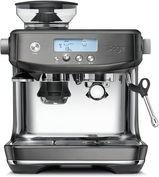 Sage - The Barista Pro - Espressomachine met Handmatige Melkopschuimer en Geïntegreerde Kegelmaler - 30 Maalstanden, 1650 Watt, Inclusief Melkkan en Tamper - Zwart Roestvrij Staal