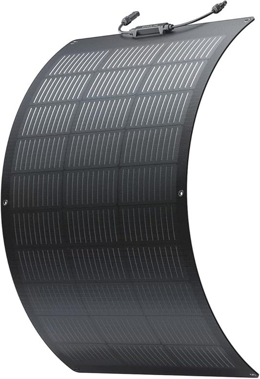 Ecoflow Zonnepaneel, 100 W, flexibel monokristallijn zonnepaneel, IP68, zeer efficiënt, zonnecel, fotovoltaïsche zonnecel voor campers, daken, bestelwagens, boten, zonder zonnepaneelkabel