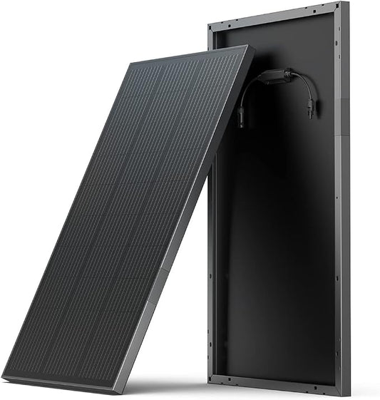 ECOFLOW 2 x monokristallijn zonnepaneel 100 W met montagevoet, oplader op zonne-energie voor elektriciteitscentrale, IP68 waterdicht, voor buiten, camper, boot en balkon