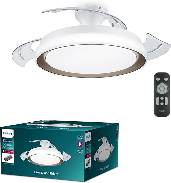 Philips Bliss LED DC-plafondlamp ventilator 28W + 35W, 2700-5500K, goud