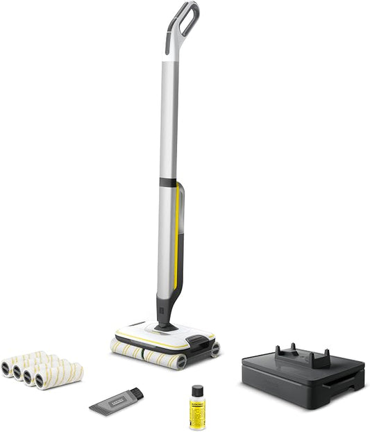 Kärcher FC 7 Cordless Extra vloerreiniger, draadloze Floor Cleaner met 4 roterende microvezelrollen, accuduur: ca. 45 minuten, oppervlakte per acculading: ca. 135 m², exclusief verkrijgbaar bij Amazon