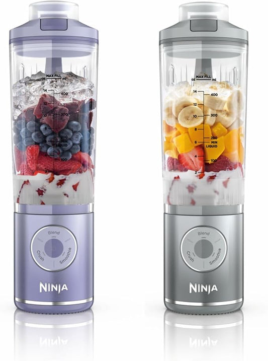 Ninja Blast Max draagbare blender, 570 ml, oplaadbare accu, blendbeker en lekbestendige deksel, maakt smoothies en proteïneshakes, blendt ijs en bevroren fruit, Lavendel/Zilver BC251EULS