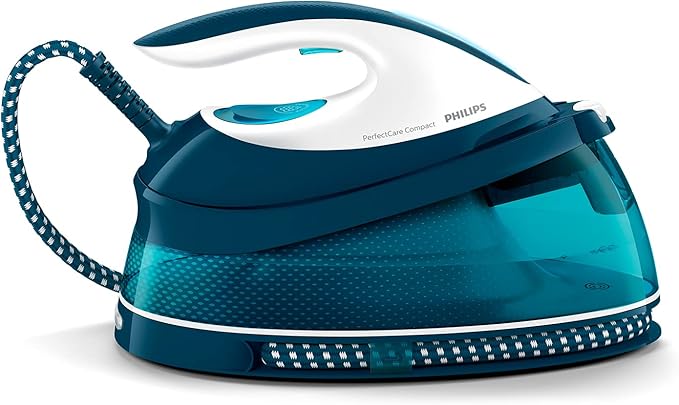 Philips PerfectCare Compact Stoomgenerator - 2400 W, Stoomstoot van 400 g, 6,5 Bar, OptimalTEMP-Technologie, Reservoir 1,5 L, Blauw/Wit (GC7844/20)