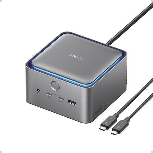 Anker Prime TB5 docking station, 14 poorten Thunderbolt 5 docking station met 140W max. opladen, 120 Gbit/s max. transfer, LED-verlichting, koelsysteem, tot 8K-display voor Thunderbolt 5/4 laptops
