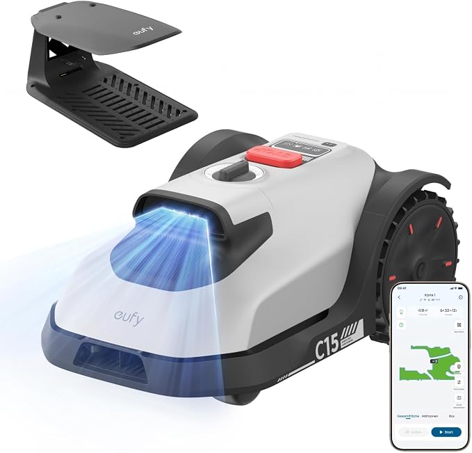 eufy Robotgrasmaaier C15, Geen Kabel, Geen RTK, Geen Signaalproblemen, Handsfree Automatische Mapping, Nauwkeurige Obstakelvermijding, Betrouwbaar Gazononderhoud Zonder Gedoe