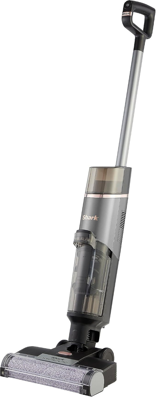 Shark HydroVac Draadloze Vloerreiniger met Antimicrobiële Borstelrol & Geur-Neutraliserende Multi-Oppervlakte Oplossing, Zelfreinigend, Zuigt & Dweilt Natte & Droge Vlekken, Grijs WD210EU