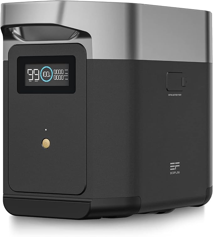 EcoFlow DELTA 2 extra batterij, 1 kWh extra capaciteit voor noodstroom thuis, draagbare batterij om meerdere zware apparaten van stroom te voorzien
