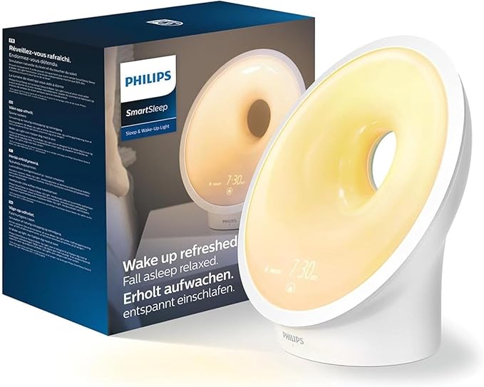 Philips Somneo Sleep & Wake-up Light - Gesimuleerde zonsop-en zonsondergang - Gepersonaliseerd licht en geluid - Lampjes voor rustigere ademhaling - Nachtlicht - Leeslamp - HF3651/01