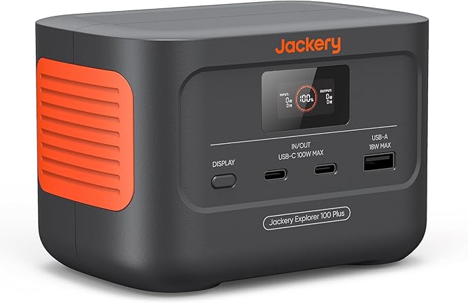 Jackery Explorer Mini Draagbare Elektrische Generator 100 Plus, 99Wh/31000mAh LiFeP04 Batterij Onverwoestbaar, 3 USB-A/C-poorten 128 W Max Output, Grootte met één hand voor Zakelijke Reizen en