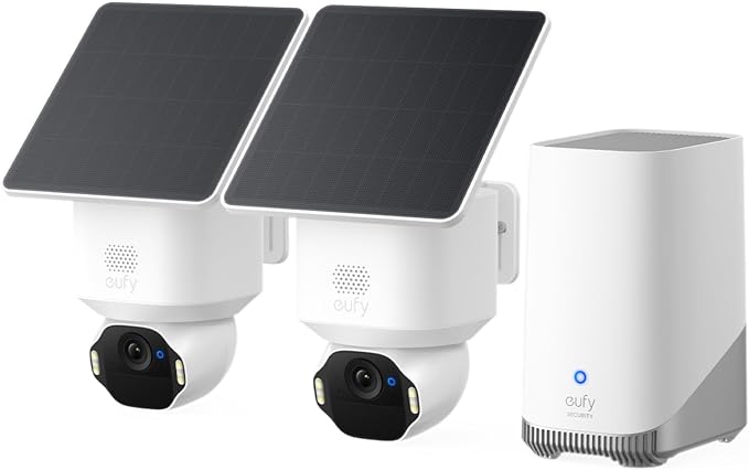 eufy Security SoloCam E42, 4K PTZ camera draadloos buiten, HomeBase S380, zonne-energie, 360° pan/tilt, AI-gezichtsherkenning, lokale opslag 16TB