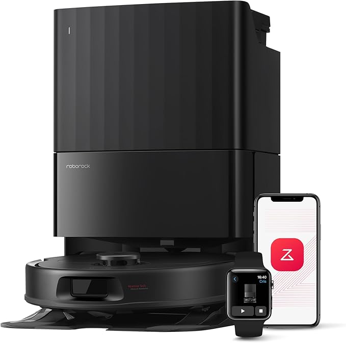 roborock Qrevo Series Stofzuigerrobot, 8000 Pa Zuigkracht, Upgrade van Qrevo S, Anti-klitborstels, Slimme Obstakelvermijding, Automatische Dweilreiniging, Alles-in-één dock, QV 35A Zwart