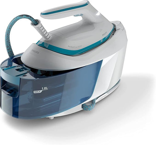 Philips PerfectCare 6000-Serie Stoomgenerator - 2400 Watt, 500 g Stoomstoot, 6,5 Bar Druk, OptimalTEMP Technologie, 1,8 l Reservoir, Wit/Blauw (PSG6022/20)