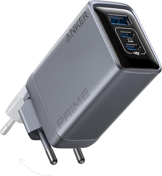 Anker Prime Oplader, 100W USB C-oplader, 3-poorts GaN opvouwbare en compacte muurlader van Anker, voor MacBook, iPad, iPhone Series, Galaxy S24/S23 en meer